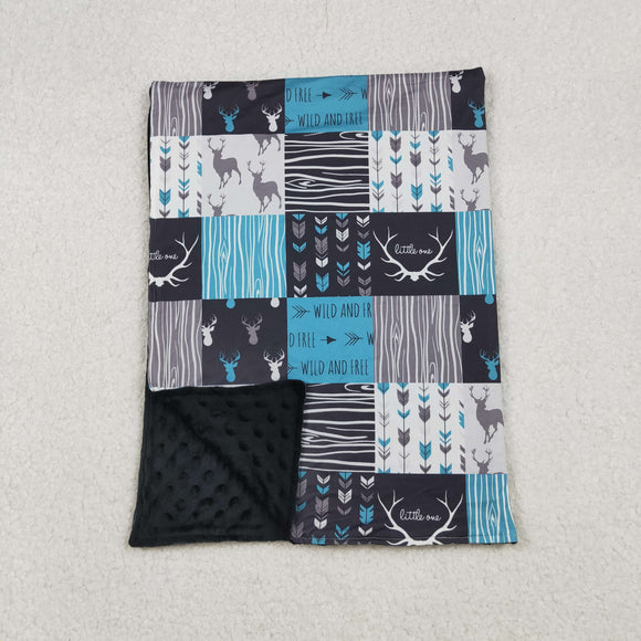 Deer Wild Free Black Plaid Blankets