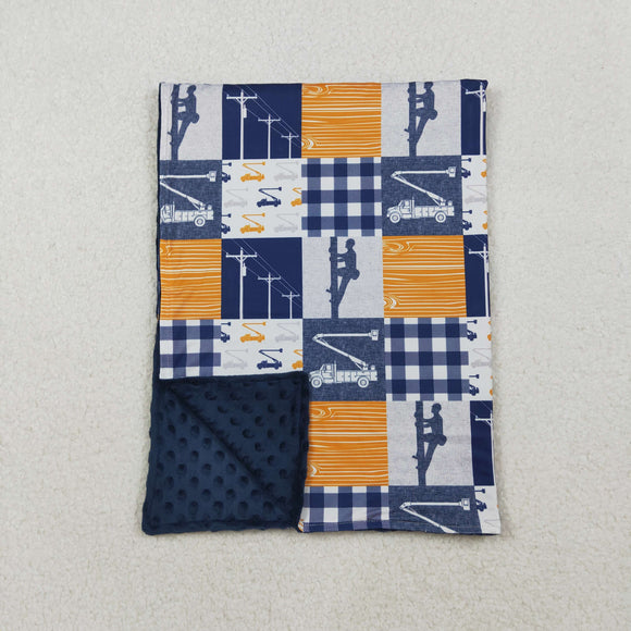 Lineman Plaid Navy Orange Blankets
