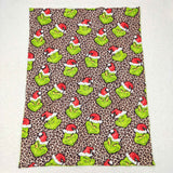 Cartoon Leopard Print Green Christmas Blankets