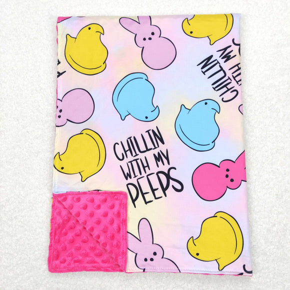 Chillin' with Peeps Colorful Bunny Girls Easter Blankets