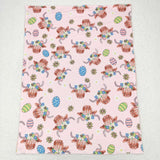 Highland Cow Eggs Floral Pink Girls Easter Blankets