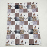 Daddy's Hunting Buddy Little Man Deers Plaid Brown Blankets