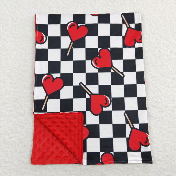 Heart Lollipop Plaid Red Baby Valentines Blankets