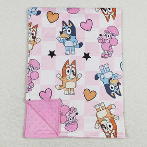 Cartoon Dogs Pink Plaid Baby Valentines Blankets