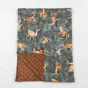 Deer Brown Green Blankets