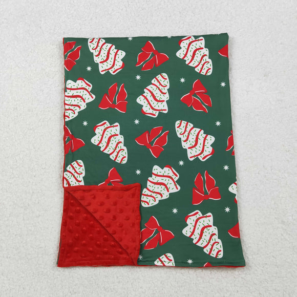 Trees Bow Pattern Red Green Christmas Blankets