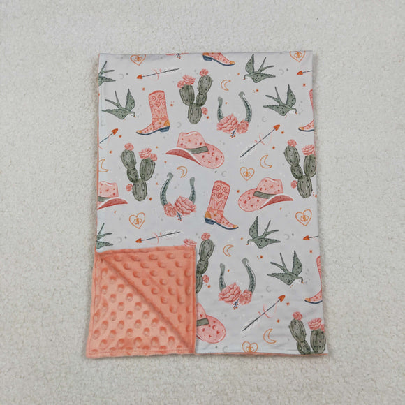 Cactus Boots Rodeo Orange Blankets