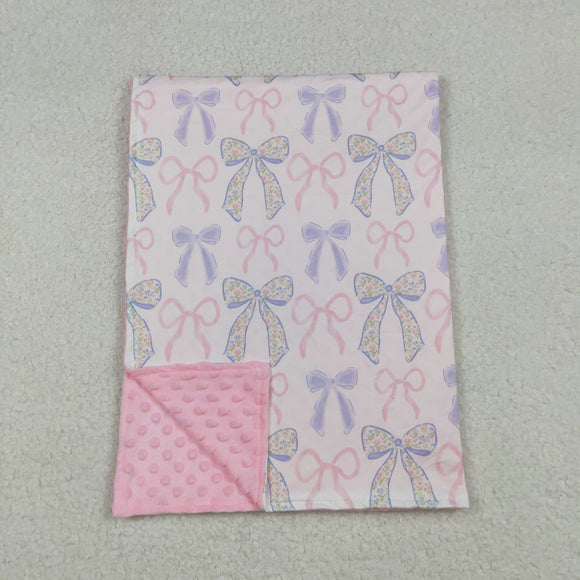 Floral Bow Pattern Pink Blankets