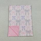 Floral Bow Pattern Pink Blankets