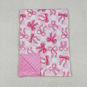 Bow Pattern Pink Plaid Blankets