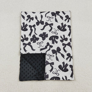 Black Bow Pattern White Blankets