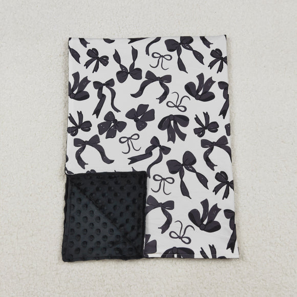 Black Bow Pattern White Blankets