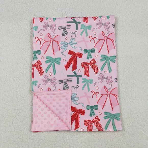 Bow Pattern Pink Christmas Blankets