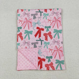 Bow Pattern Pink Christmas Blankets