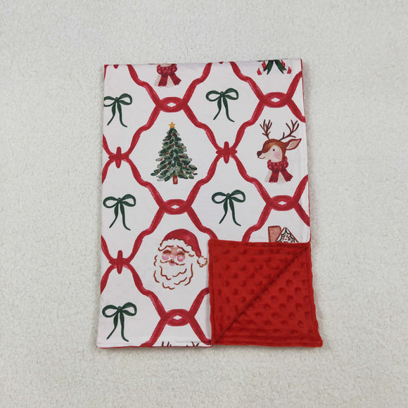 Santa Bow Pattern Plaid Christmas Blankets