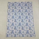 Bow Pattern Floral Boots Sky Blue Gray Blankets