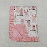 Floral Boots Pink Ruffles Baby Blankets