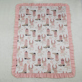 Floral Boots Pink Ruffles Baby Blankets
