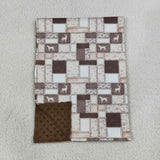 Dog Deer Camo Plaid Brown Blankets