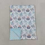 Pumpkin Bow Pattern Sky Blue Blankets