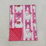 Santa Hot Pink Stripe Baby Christmas Blankets