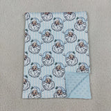 Santa Sky Blue Stripe Baby Christmas Blankets
