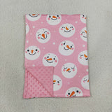 Snowman Pink Baby Christmas Blankets
