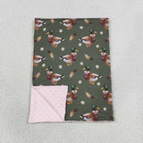 Duck Fur Floral Pink Green Blankets
