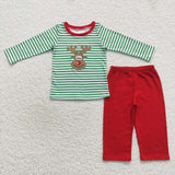 Reindeer Green Stripe Red Boys Christmas Outfits