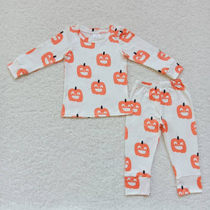 Smile Pumpkin White Boys Halloween Pajamas