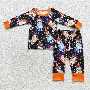 Cartoon Dogs Stars Black Boys Halloween Pajamas