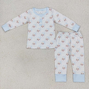 Santa Sky Blue Mommy & Me Boys Christmas Pajamas