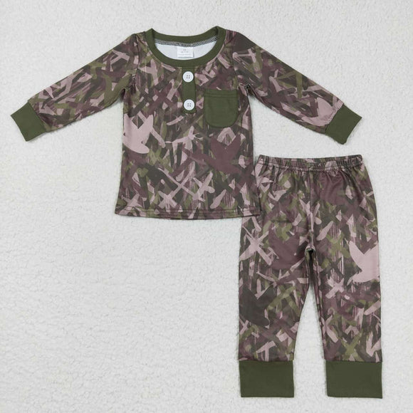 Camo Duck Jungle Hunting Boys Long Sleeve Pajamas