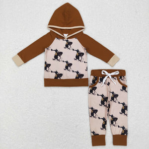 Rodeo Beige Brown Boys Fall Hoodie Sets