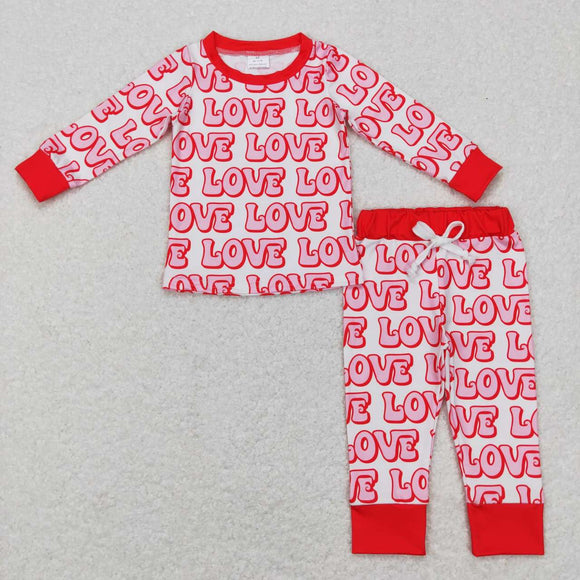 Love Letters Red White Boys Valentines Pajamas