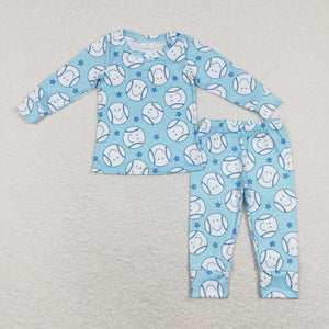 Smile Stars Baseball Blue Boys Long Sleeve Pajamas