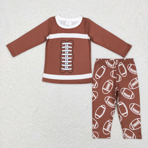 Football Brown Boys Long Sleeve Pajamas