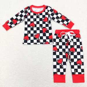 Heart Lollipop Plaid Red Mommy & Me Kids Valentines Pajamas