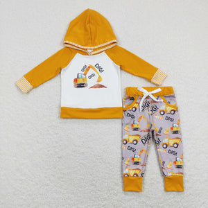 Dig Yellow Gray Boys Fall Hoodie Sets