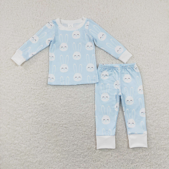 Bunny Blue White Boys Easter Pajamas