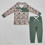 Camo Brown Green Boys Long Sleeve+Trousers Sets