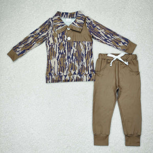 Green Camo Boys Long Sleeve+Trousers Sets