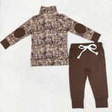 Leaves Camo Brown Boys Long Sleeve+Trousers Sets