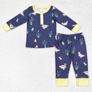 Duck Navy Yellow Boys Long Sleeve Pajamas