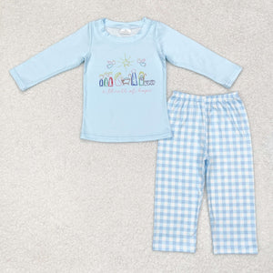 Thrill of Hope Plaid Blue Boys Christmas Outfits