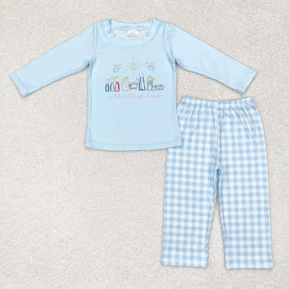 Thrill of Hope Plaid Blue Boys Christmas Outfits