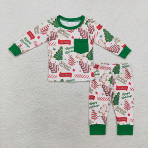 Happy Holidays Tree Cookie Green Boys Christmas Pajamas