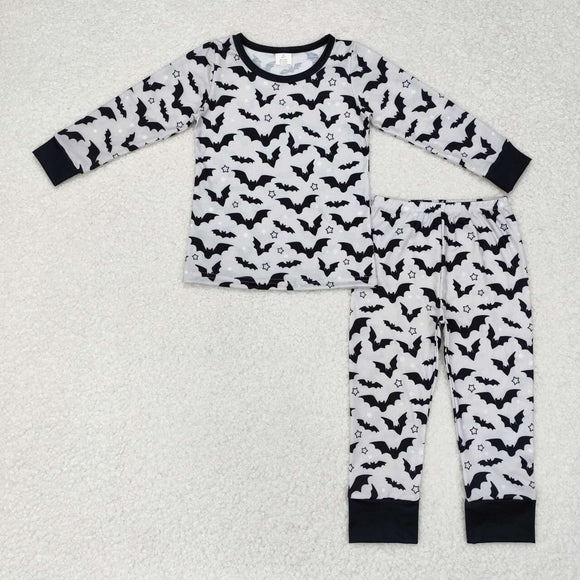 Bamboo Bats Gray Black Boys Halloween Pajamas