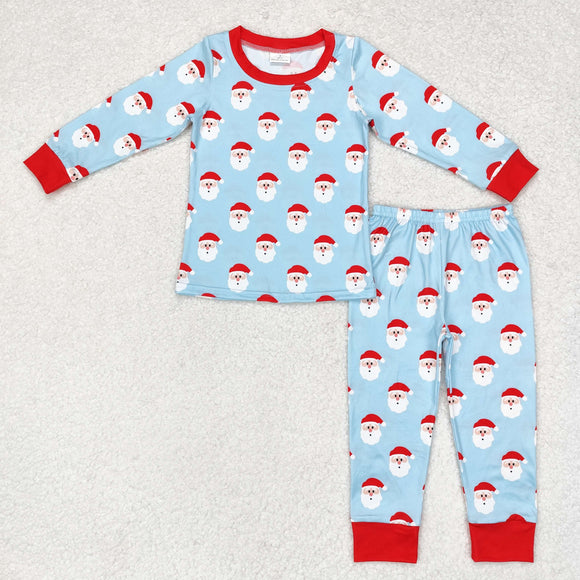 Santa Blue Red Boys Christmas Pajamas