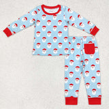 Santa Blue Red Boys Christmas Pajamas